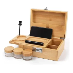 lockable bamboo storage box with adjustable dividers