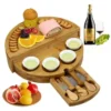 round bamboo cheese board set