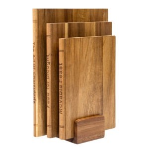 3 piece acacia wood book style charcuterie board set