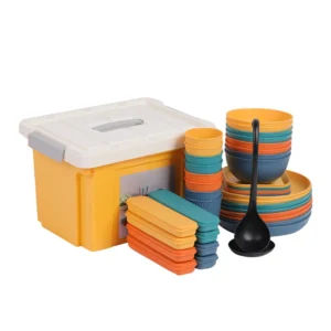 8 person melamine tableware set with sealed plastic box