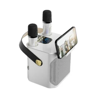 karaoke speaker with 2 wireless microphones & phone holder