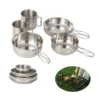 5 piece 304 stainless steel stackable outdoor tableware set