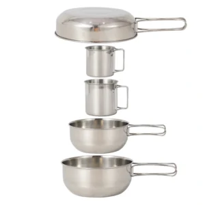 5 piece 304 stainless steel stackable outdoor tableware set