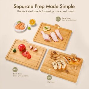 3 piece bamboo cutting board set with storage stand