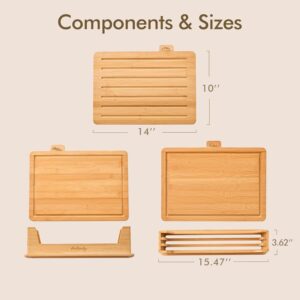 3 piece bamboo cutting board set with storage stand