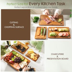 3 size carbonized bamboo cutting board set with storage rack
