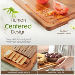 3 size carbonized bamboo cutting board set with storage rack
