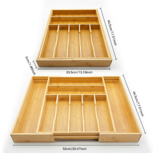 Expandable Bamboo Kitchen Drawer Cutlery Organizer Tray