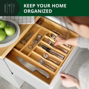 expandable bamboo kitchen drawer cutlery organizer tray