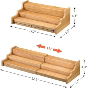 expandable 3 tier bamboo spice rack organizer