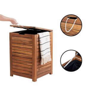 90l acacia wood laundry hamper with removable liner