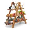 foldable 3 tier acacia wood tiered serving stand