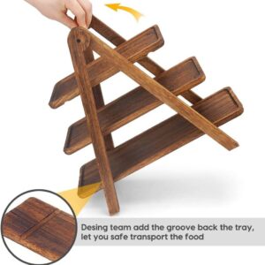 foldable 3 tier acacia wood tiered serving stand