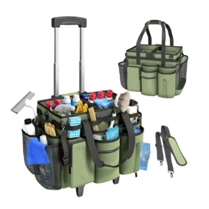 detachable wheeled cleaning caddy tote bag