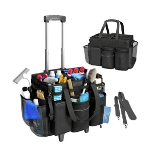 detachable wheeled cleaning caddy tote bag