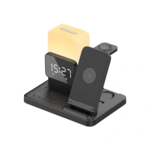 6 in 1 foldable wireless charging station with light & alarm clock