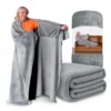 fleece wearable blanket with pocket sleeves