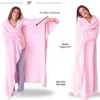 fleece wearable blanket with pocket sleeves