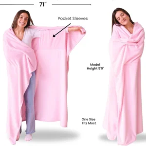 fleece wearable blanket with pocket sleeves