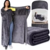 fleece wearable blanket with pocket sleeves