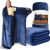 fleece wearable blanket with pocket sleeves