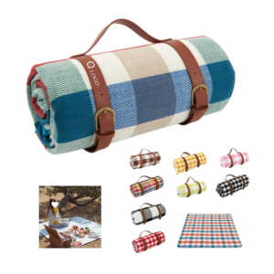 roll up picnic blanket w/ leather carry handle