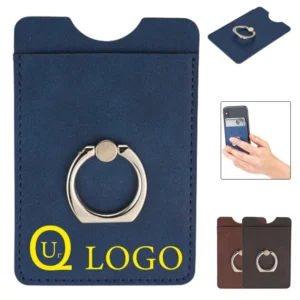 cell phone leather card holder w/ ring stand
