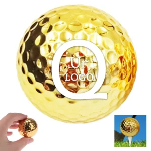 1.69" diameter gold plated golf ball