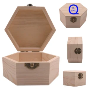 wooden hexagonal storage box