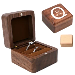 2.36 x 2.36 x 1.57" flip top wooden ring case