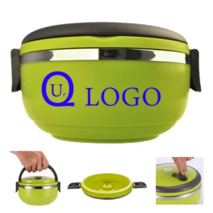 5.91" round stainless steel lunch box w/dual handle