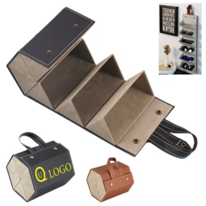 pu leather glasses case w/6 compartments and handle