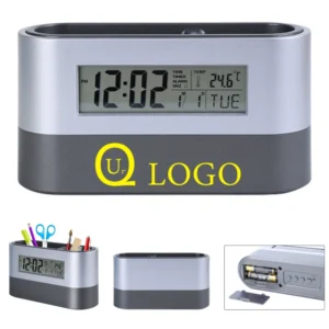 usb led multifunction alarm clock w/desk organizer