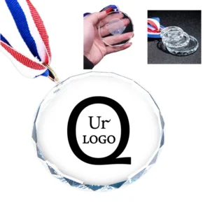 customize crystal medals w/ribbon