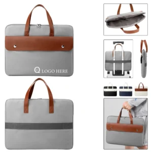 14" laptop briefcase w/ color blocked pu leather cover