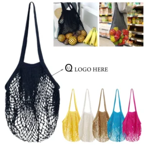 handheld woven cotton mesh bag