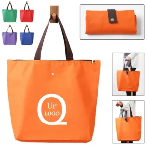 foldable oxford shopping bag w/ snap button