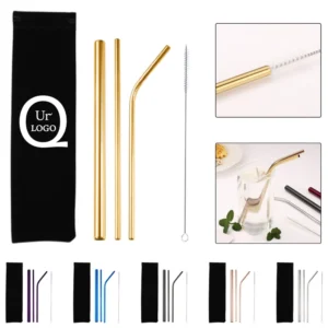4 pcs stainless steel straw w/ pouch