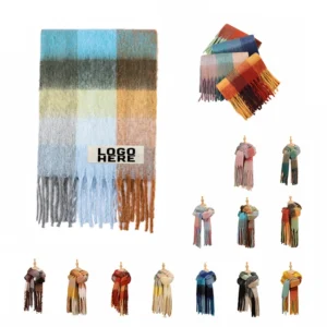 polyester checked scarf