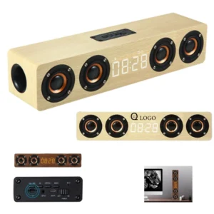 SQ1212 Wooden Wireless Speaker W/ Alarm Clock