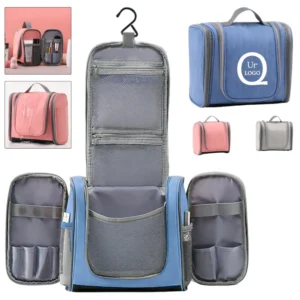 hanging travel toiletry bag w/ multiple pockets