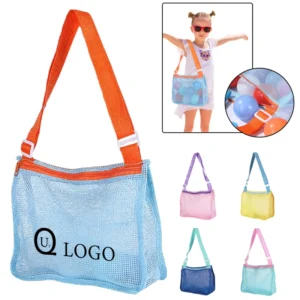 color blocking zippered nylonmesh crossbody sling bag