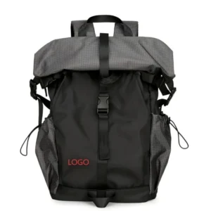 12.2x6.3x18.5" roll top backpack w/ front layered pocket